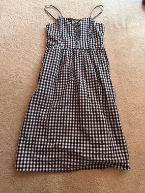 Express Black and White Gingham Midi Dress